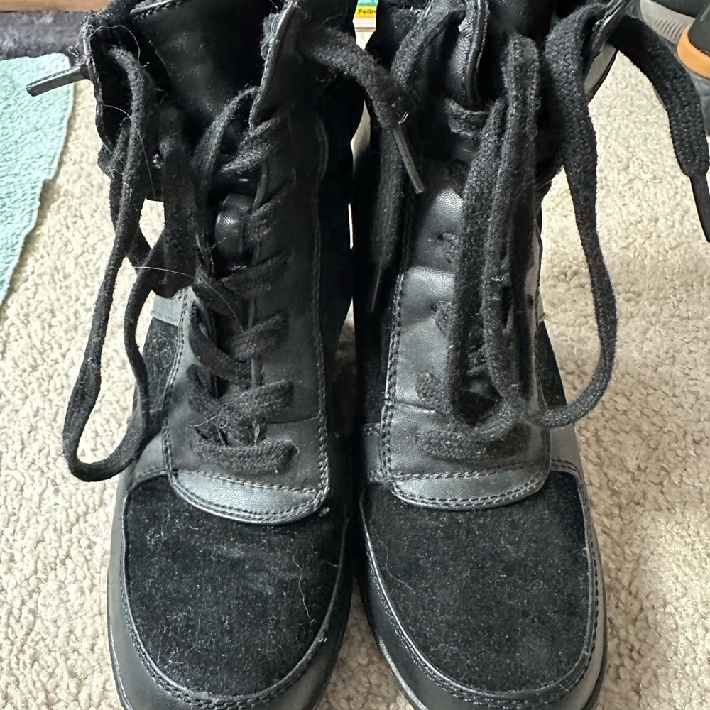 Wanted black wedged heels